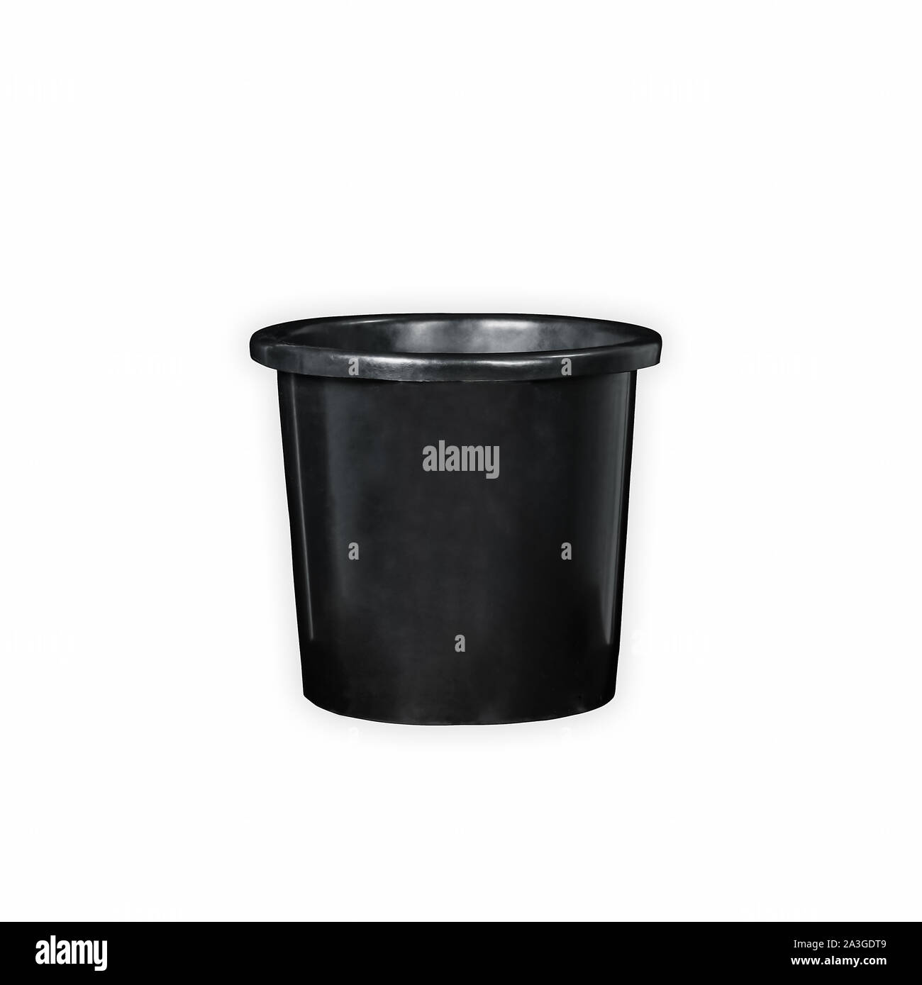 Black Plastic 3 Gallons Waste Bin Garbage disposal in white background Stock Photo