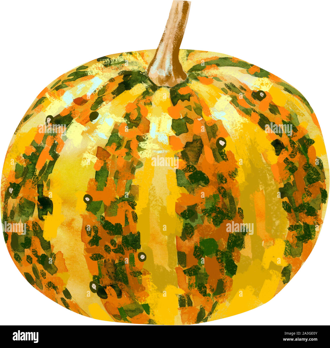 orange pumpkin on isolated white background, watercolor illustration ...