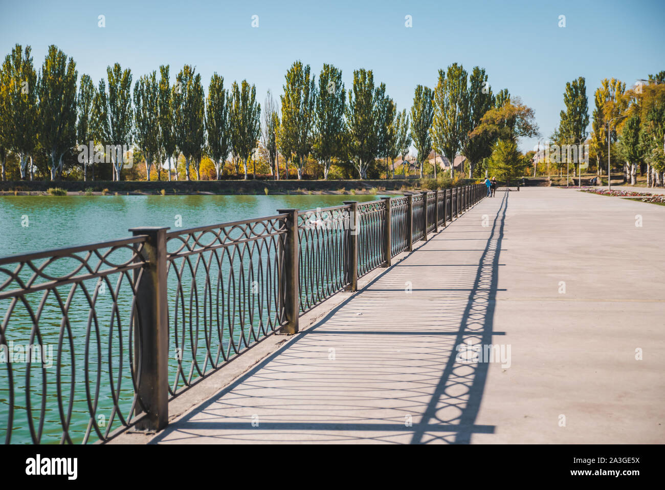 view of city quay at public park Stock Photo - Alamy