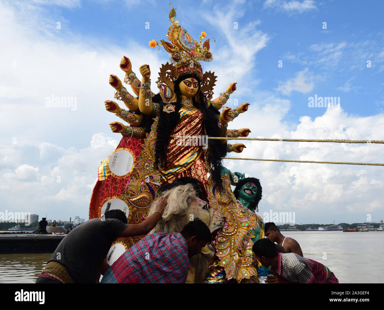 Immersion Of Goddess Durga Idol in India Stock Photo