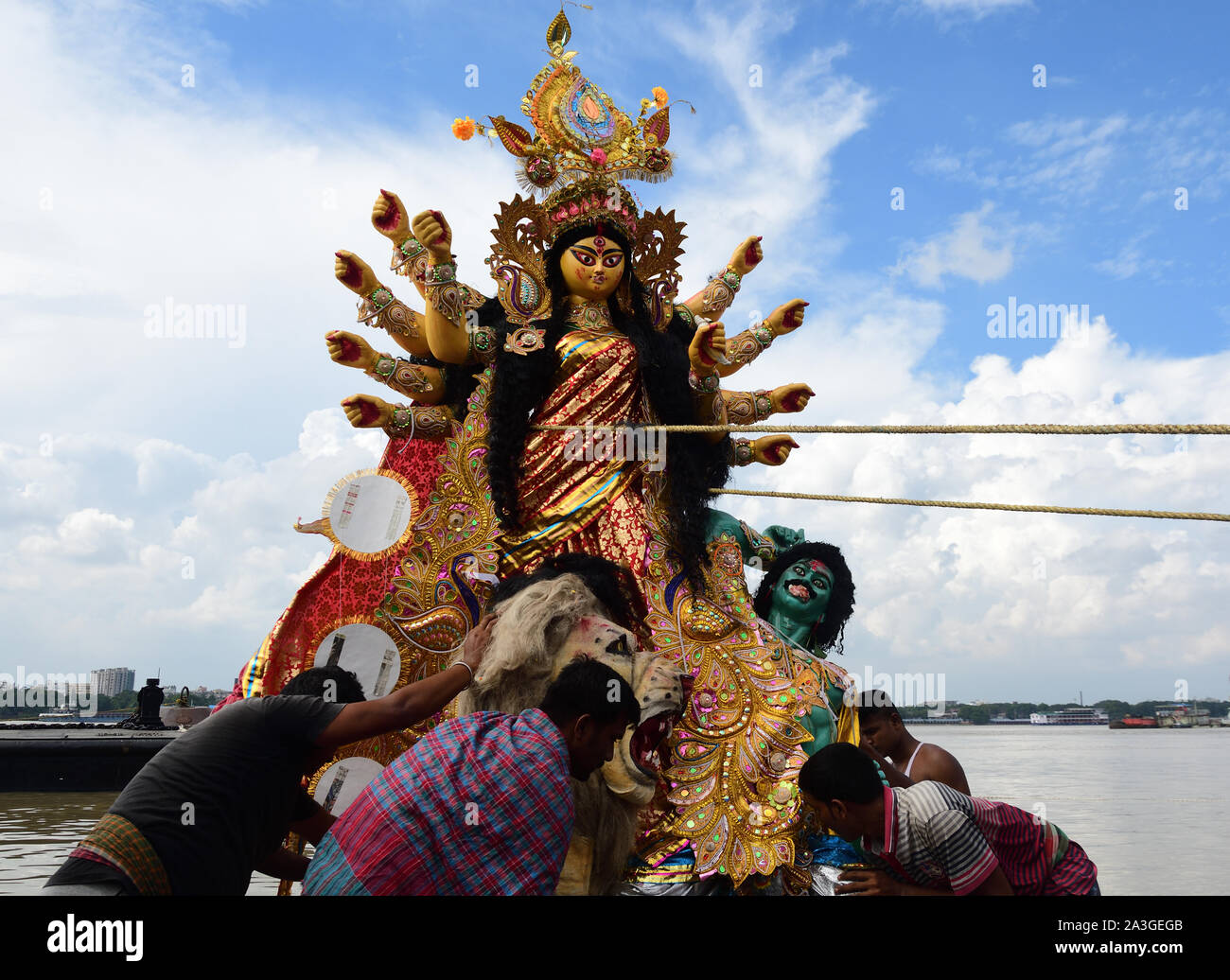 Immersion Of Goddess Durga Idol in India Stock Photo