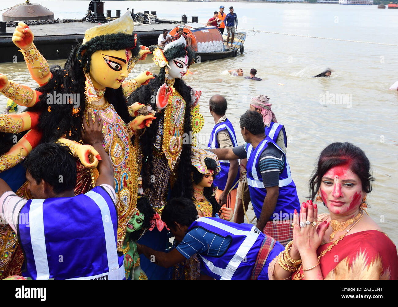 Immersion Of Goddess Durga Idol in India Stock Photo