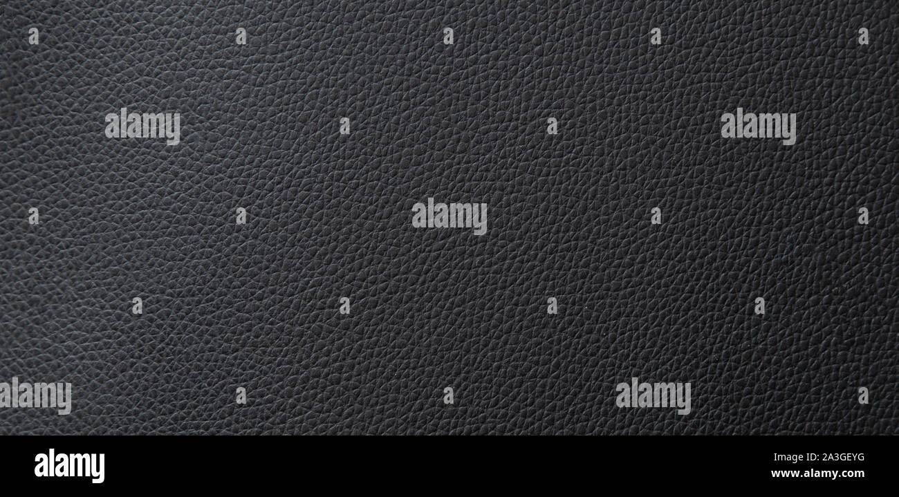 Panorama black leather texture and background with copy space Stock Photo