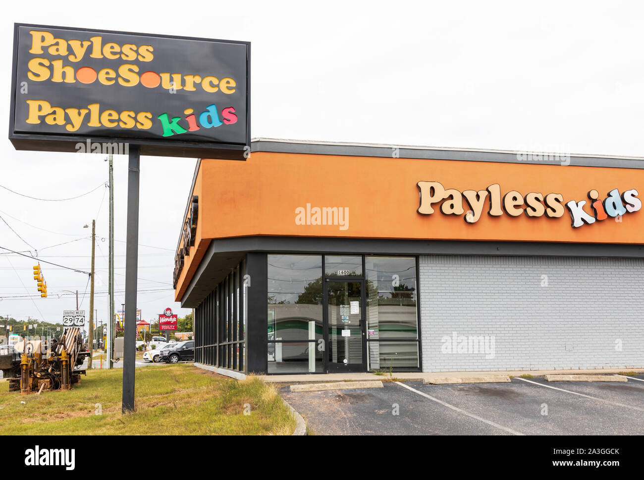 GASTONIA, NC, USA-6 OCT 2019: A closed Payless shoe store. Stock Photo