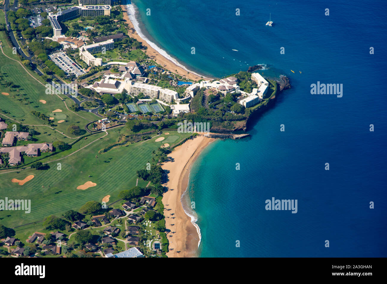 Hawaii maui aerial kaanapali resort hi-res stock photography and images ...
