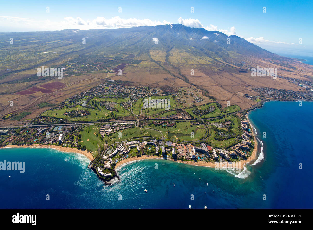 Hawaii maui aerial kaanapali resort hires stock photography and images