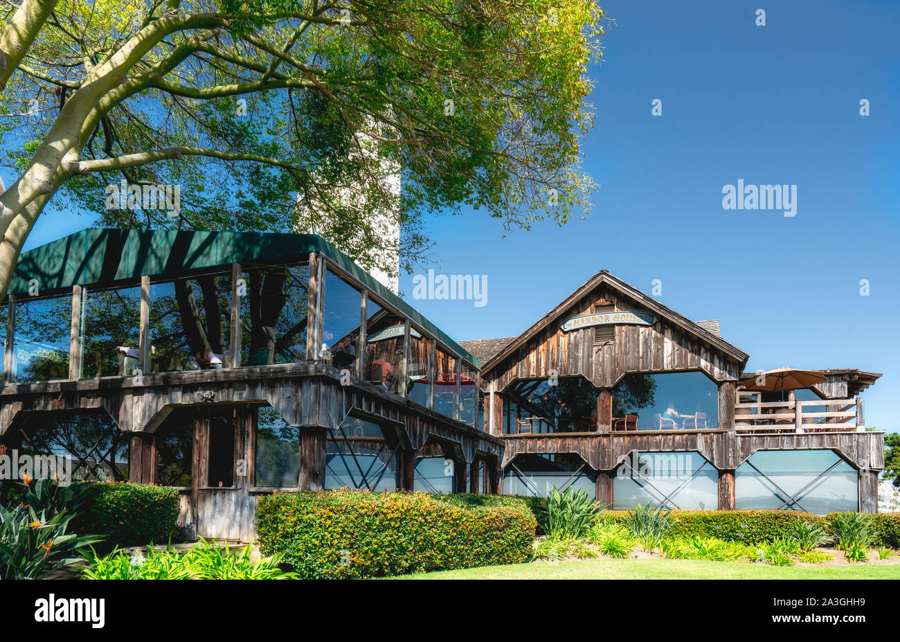 San Diego, California/USA - August 11, 2019  San Diego Harbor House Restaurant,  located in the heart of  Seaport Village, Marina District of Downtown Stock Photo