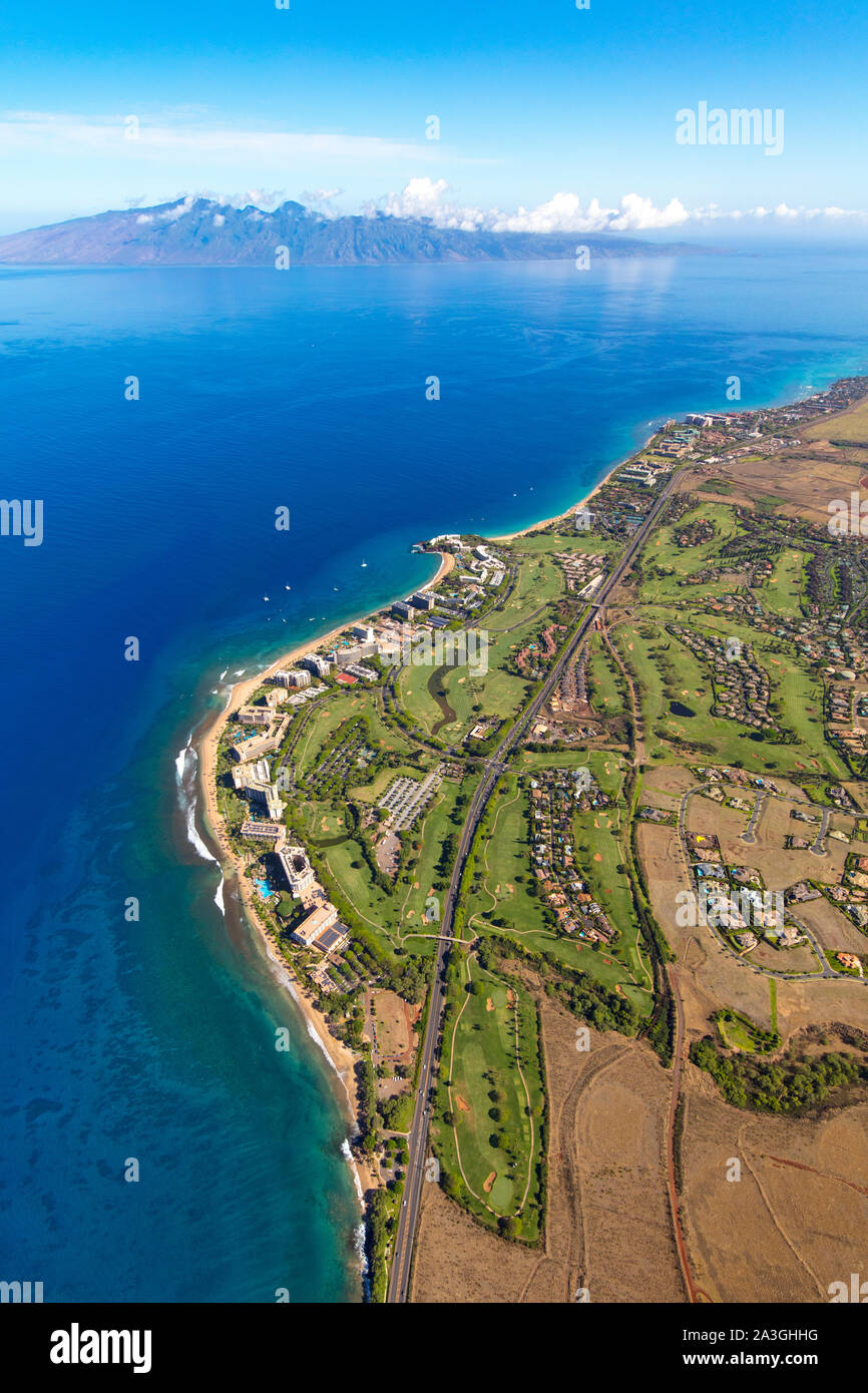 Hawaii Maui Aerial Kaanapali Resort High Resolution Stock Photography ...