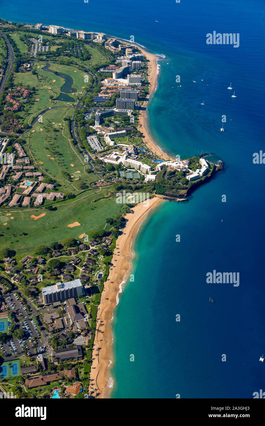 Hawaii maui aerial kaanapali resort hi-res stock photography and images ...