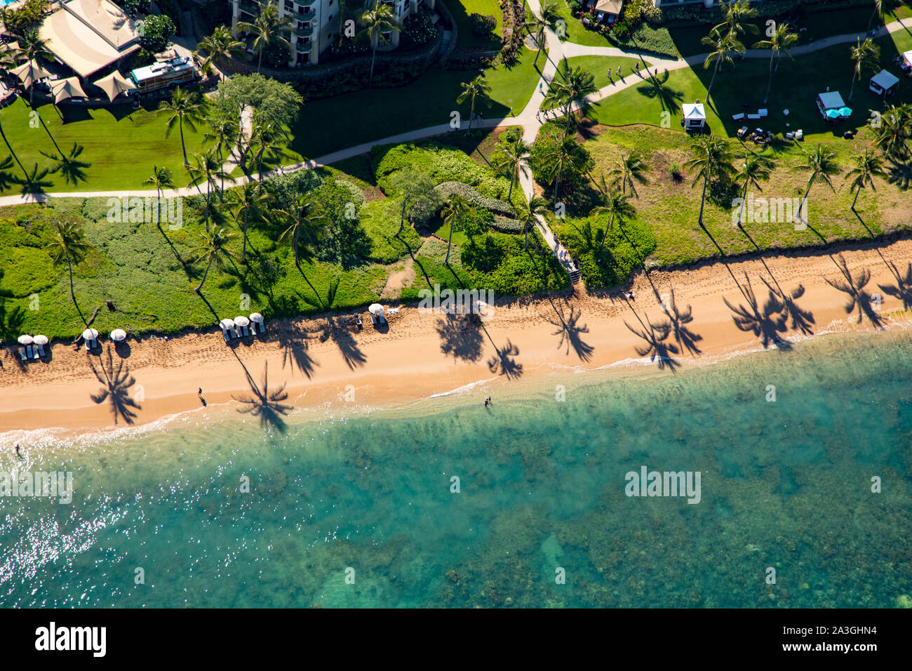 Hawaii maui aerial kaanapali resort hires stock photography and images