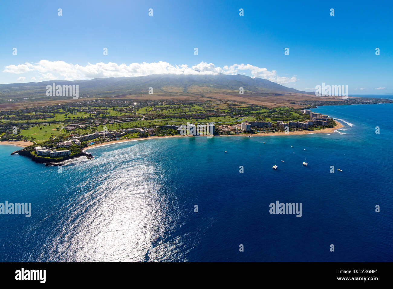 Hawaii maui aerial kaanapali resort hires stock photography and images