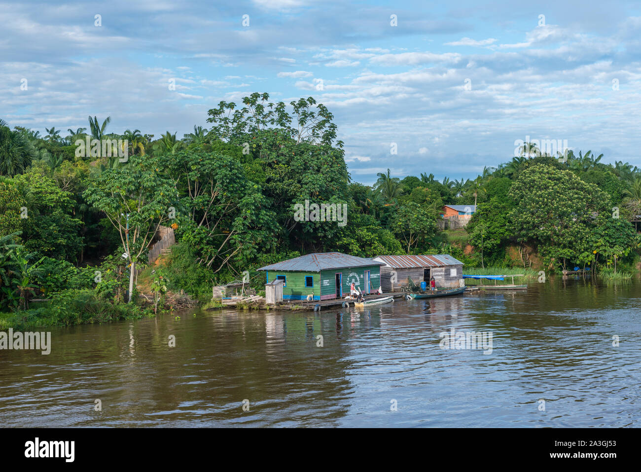 A  two-day-riverboat trip from Manaus to Tefé on the Amazonas River or Rio Solimoes, end of rainy season, The Amazon, Brazil, Latin America Stock Photo