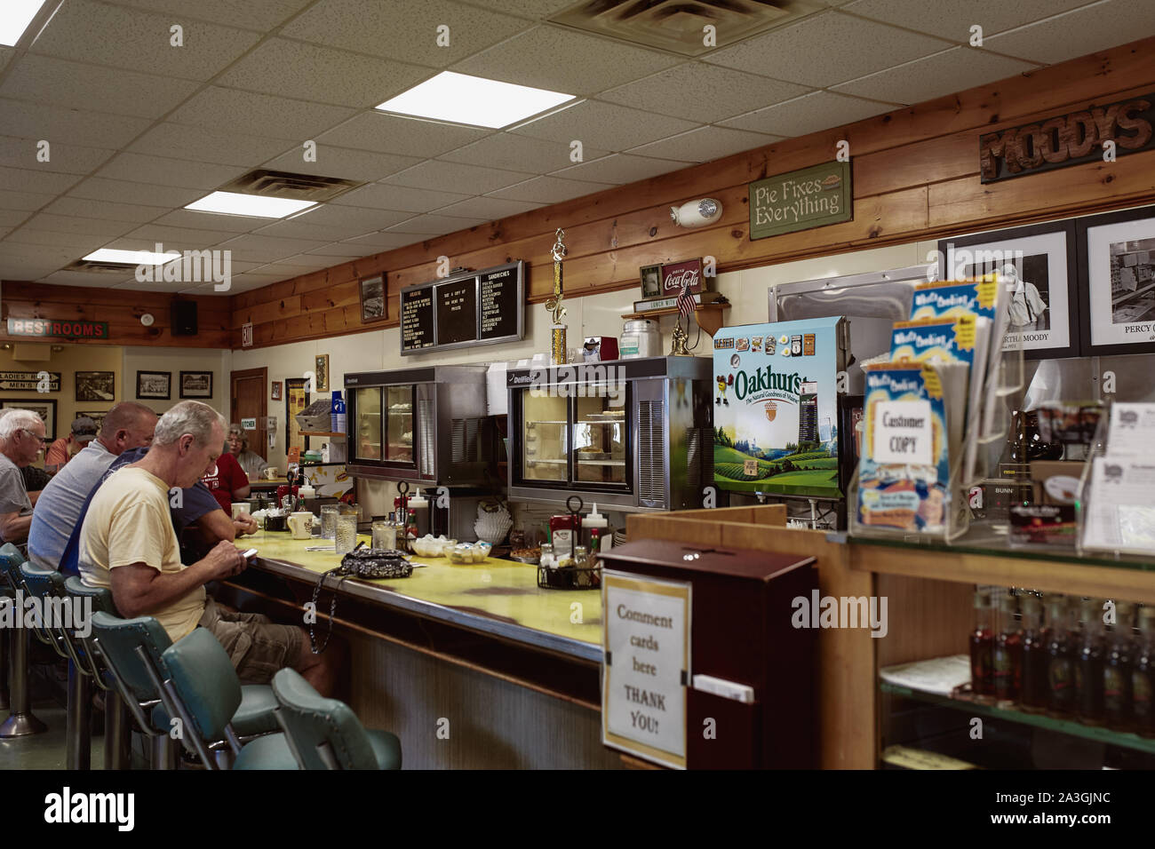 Waldoboro, Maine September 26th, 2019 Interior of Moody's Diner, a