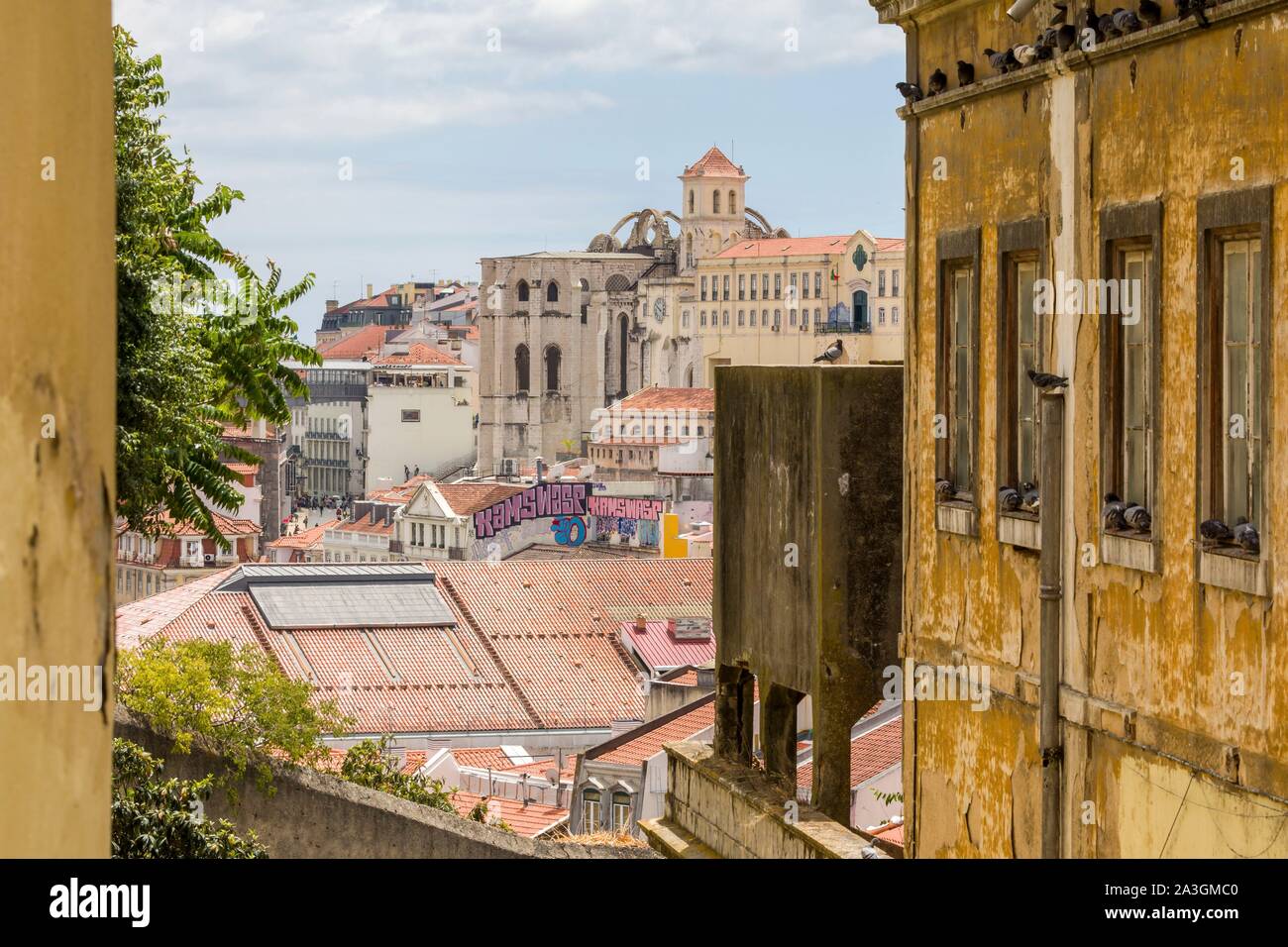 Portugal, Lisbon, Sant'ana district, view of Carmo church Stock Photo