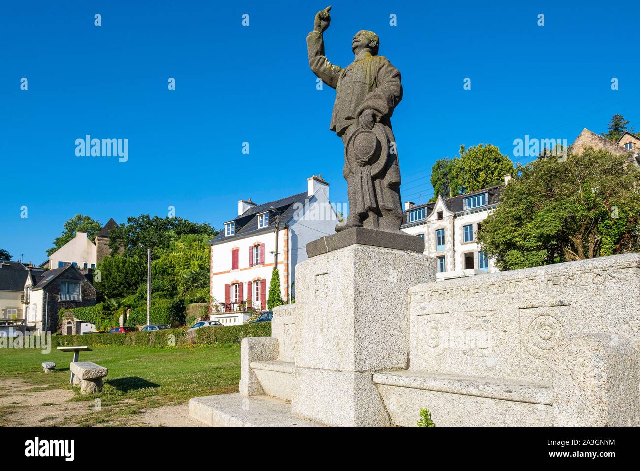 France, Finistere, Pont-Aven, Theodore Botrel Square, tribute to the French singer-songwriter, poet and playwright (1868-1925) Stock Photo
