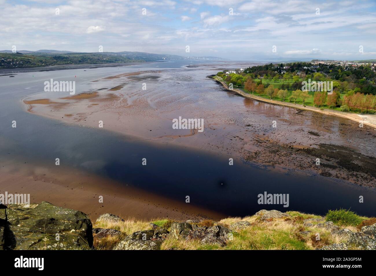 United Kingdom, Scotland, Highland, Dumbarton, the Clyde river at low tide seen from Dumbarton Castle Stock Photo