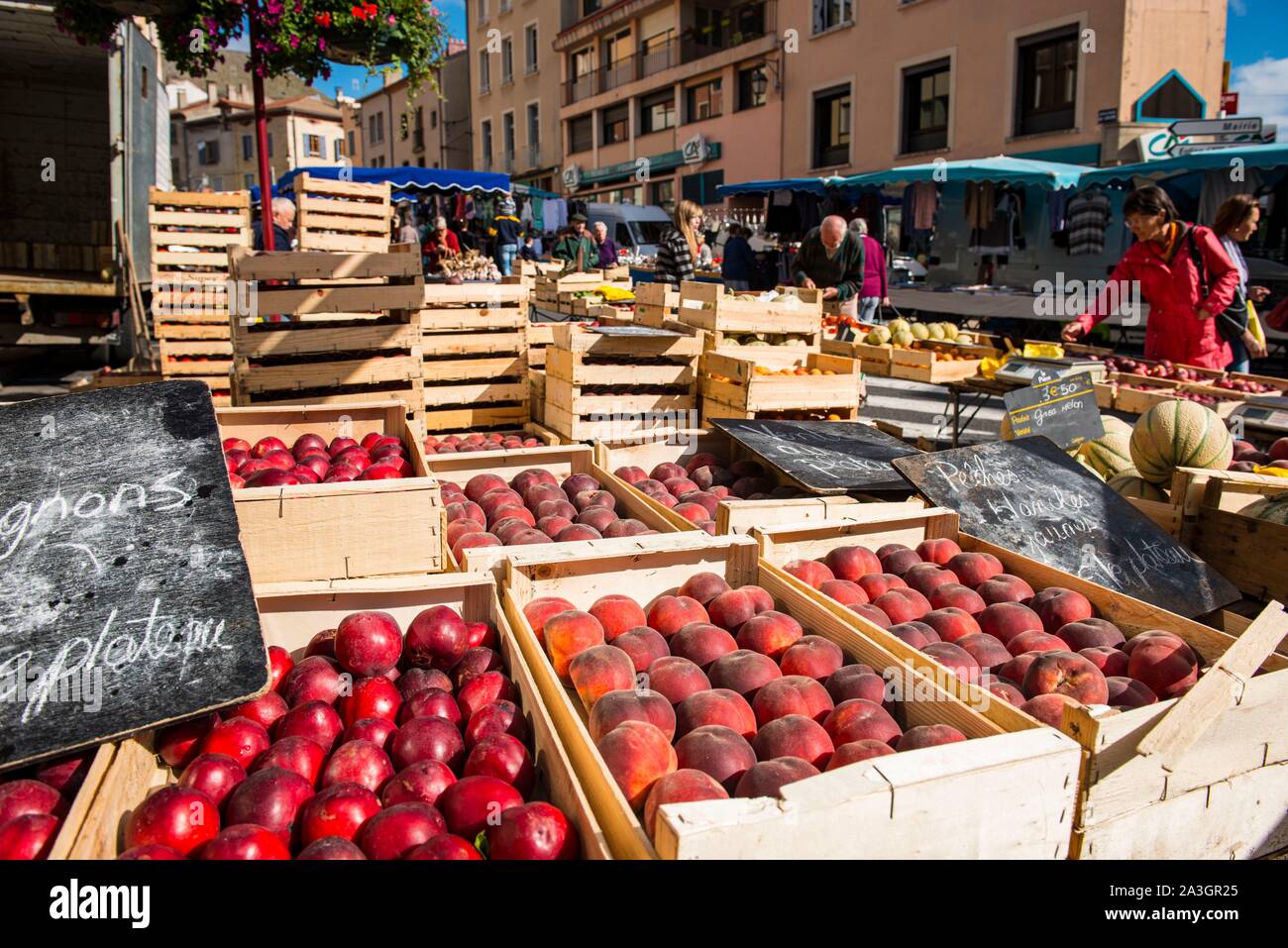 France, Lozere, Langogne, market Stock Photo Alamy