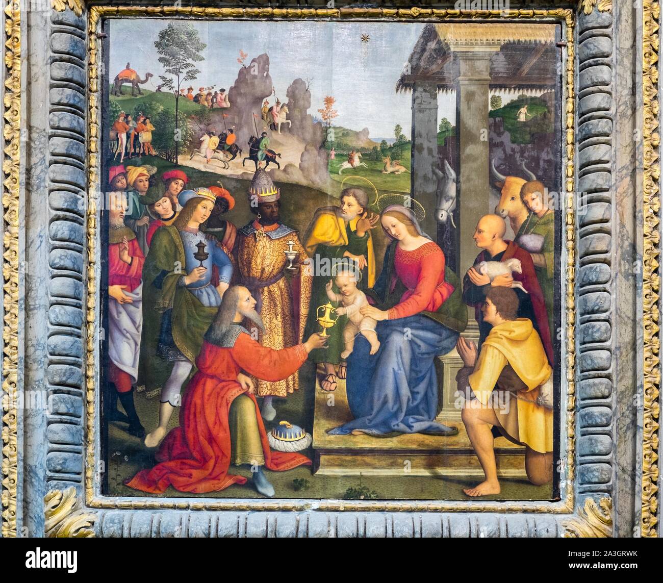 Adoration of the Magi, Paintings, Church of San Pietro, Perugia, Umbria, Italy Stock Photo