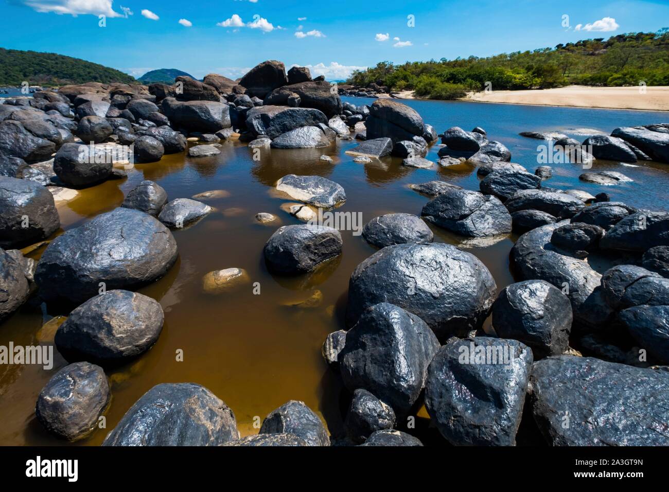 Colombia, Llanos, Vichada, Tambora, Tuparro National Park, fossilized sandstone boulders, metallic color Stock Photo