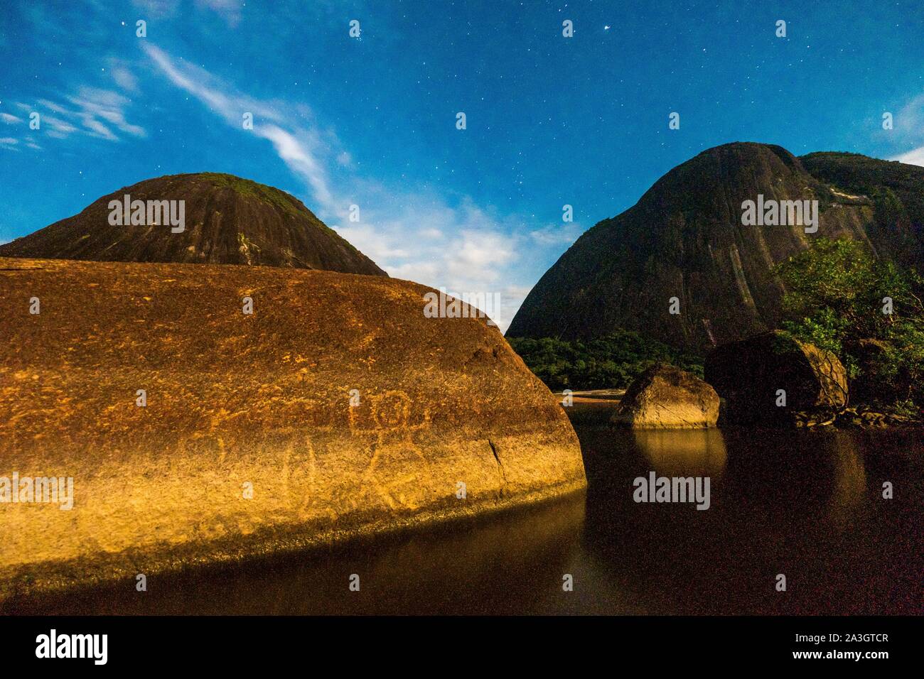 Colombia, Guainia, Inirida, Cerros de Mavicure, petroglyphs Stock Photo