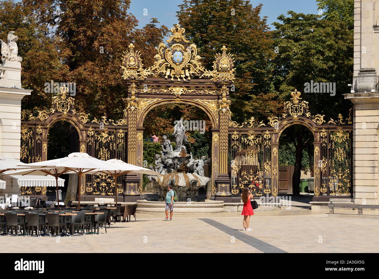 France, Meurthe and Moselle, Nancy, place Stanislas (former Place Royale)  built by Stanislas Leszczynski, king of Poland and last duke of Lorraine in  the eighteenth century, classified World Heritage of UNESCO, Amphitrite
