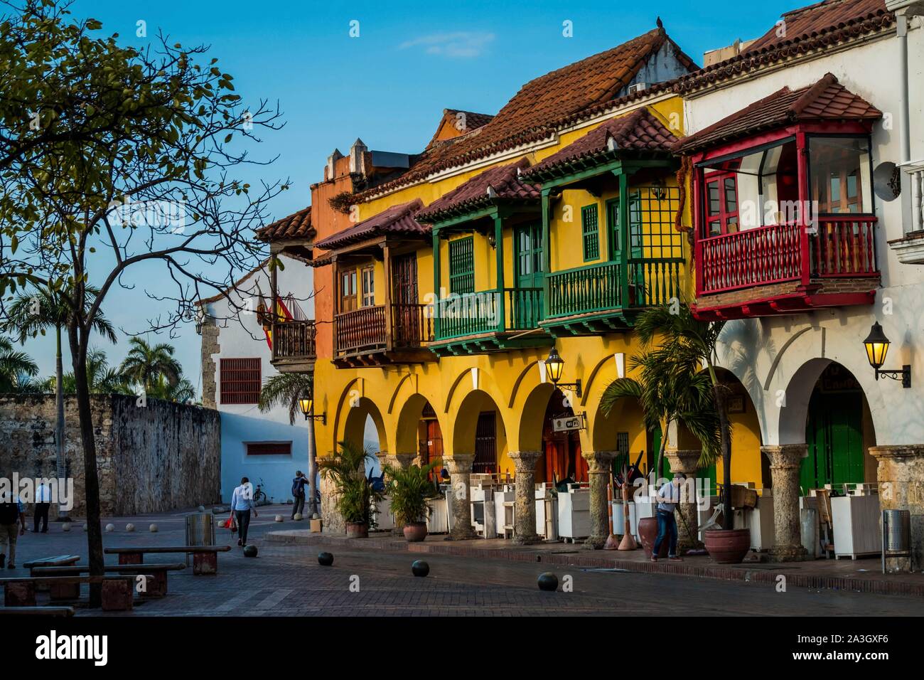 Colombia, Bolivar Department, Cartagena of the Indies, colonial center registered World Heritage bu UNESCO, Plaza de los Coches Stock Photo