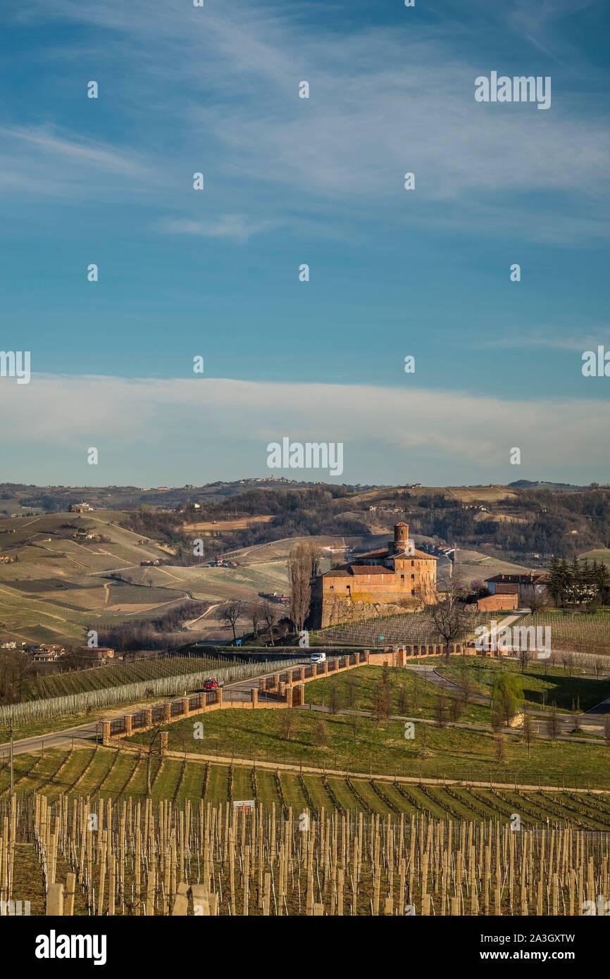 Italy, Piedmont, Province of Cuneo, The Langhe Wine Region, listed as World Heritage by UNESCO, Volta Castle Stock Photo