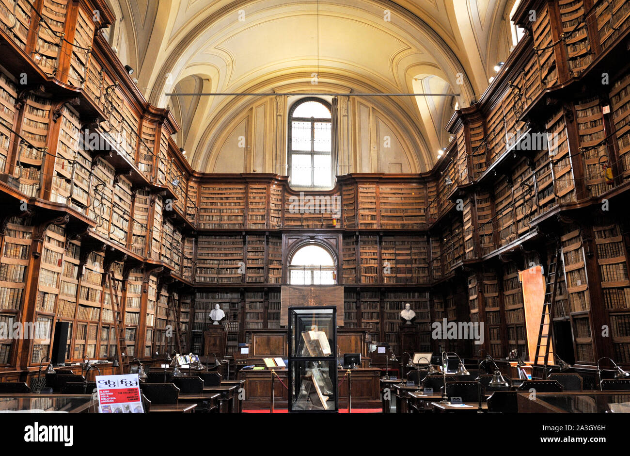 Italy, Rome, Biblioteca Angelica library, Salone Vanvitelliano Stock Photo