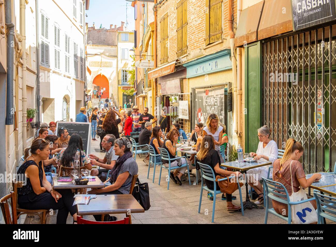 France Pyrenees Orientales Perpignan City Center Street Of The French Revolution Stock Photo Alamy