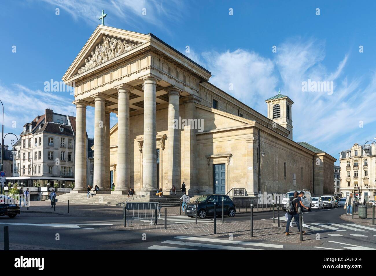 France, Yvelines, Saint Germain en Laye, Saint Germain Church, Place Charles de Gaulle Stock Photo
