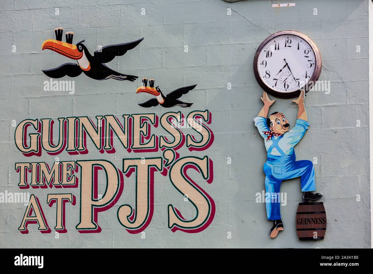 Ireland, County Galway, Galway City, pub clock Stock Photo