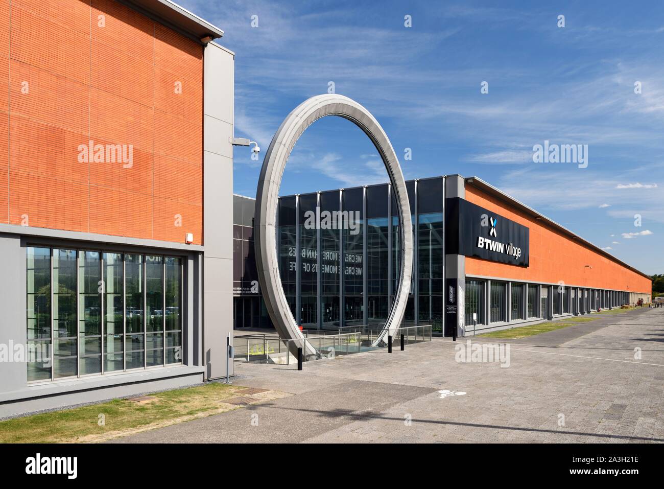 France, Nord, Lille, BTWIN Village store of the Decathlon brand, dedicated to Decathlon brand bicycles including Rockrider and others and housing the manufacturing plant, workshops, and a shop Stock Photo