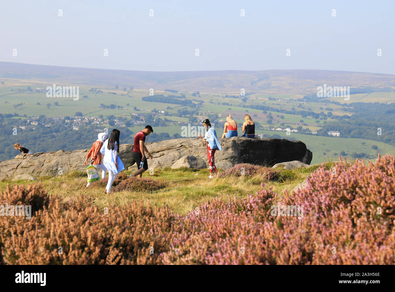 Diversity up on the famous Ilkley Moor, in West Yorkshire, UK Stock Photo