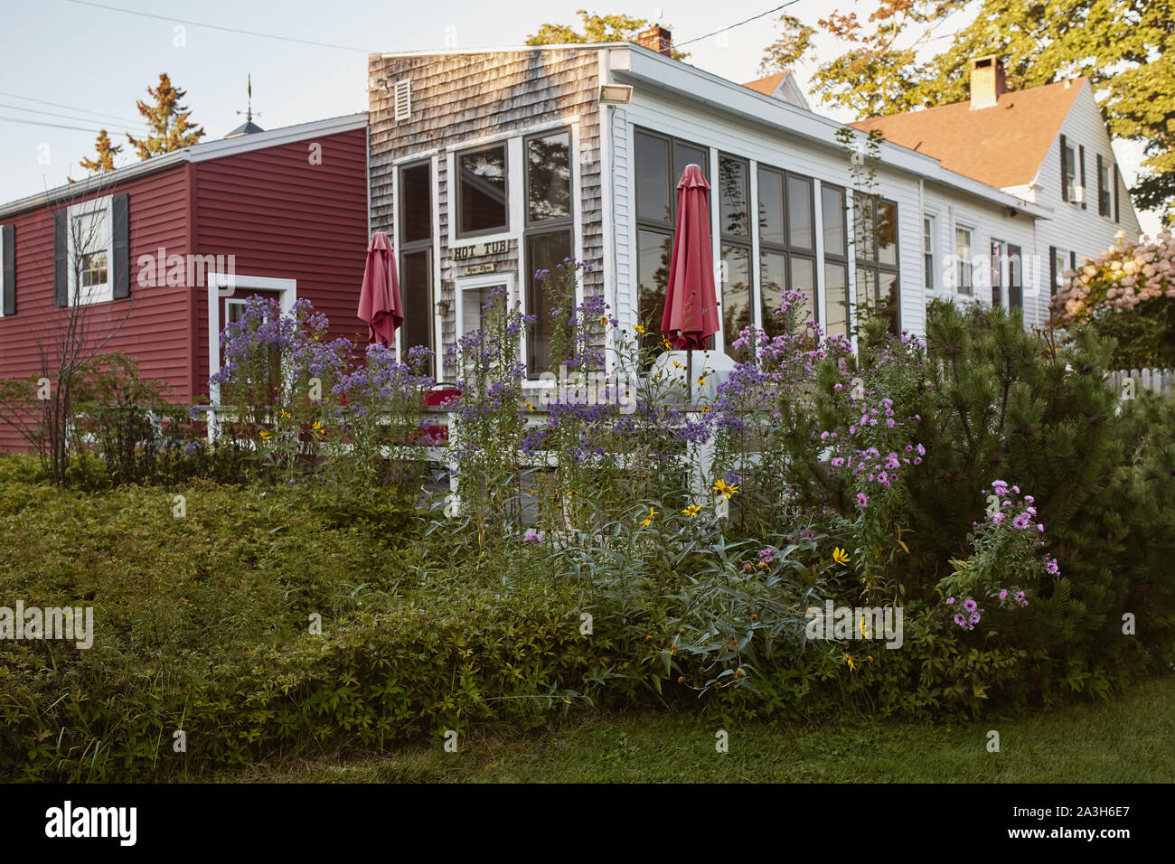 Bar Harbor, Maine September 27th, 2019 Cottages surrounded by forest