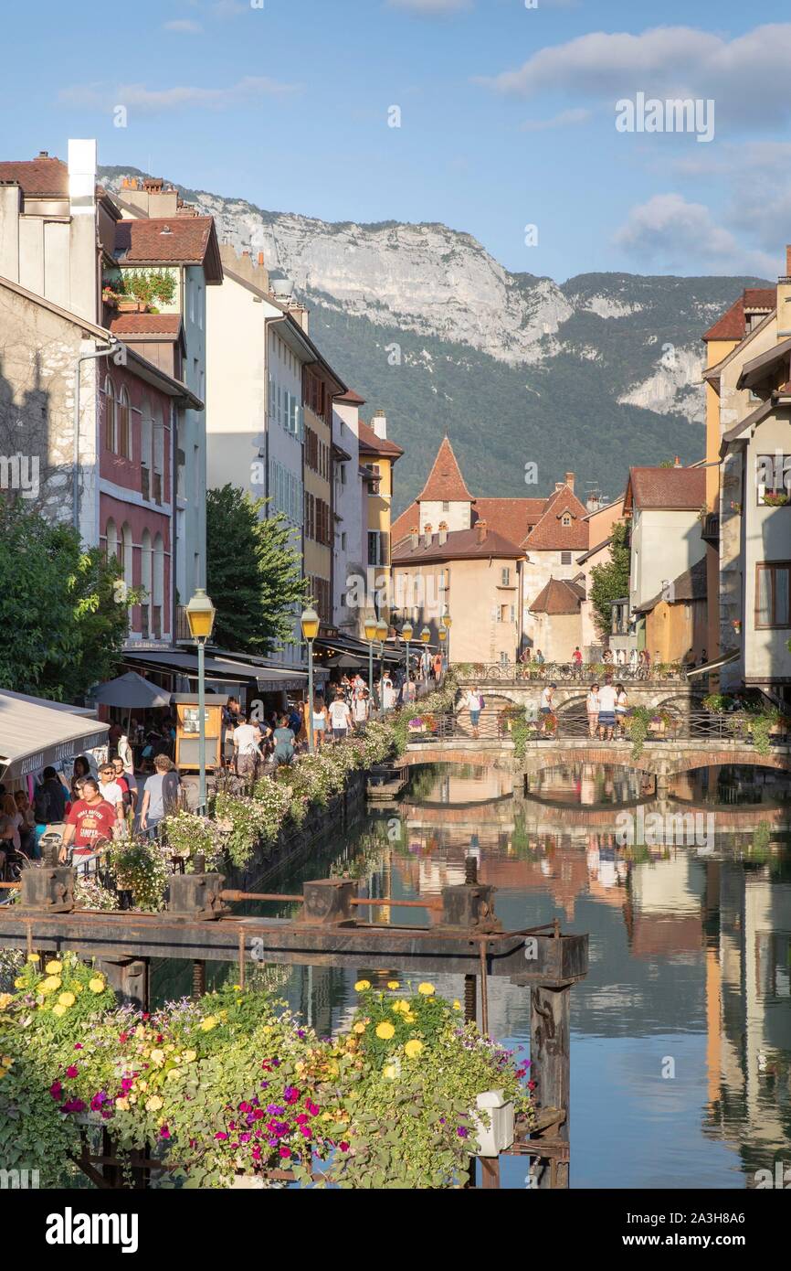 France, Haute Savoie, Annecy, Quai de l'Eveche and the Thiou river