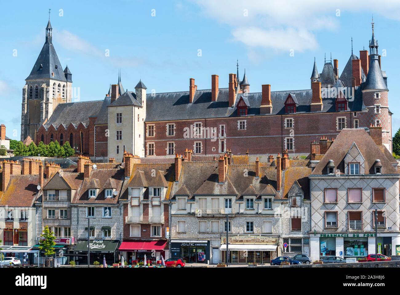 France, Loiret, Gien, Chateau musee de Gien (Castle Museum of Gien) from the 15th Century, town Stock Photo