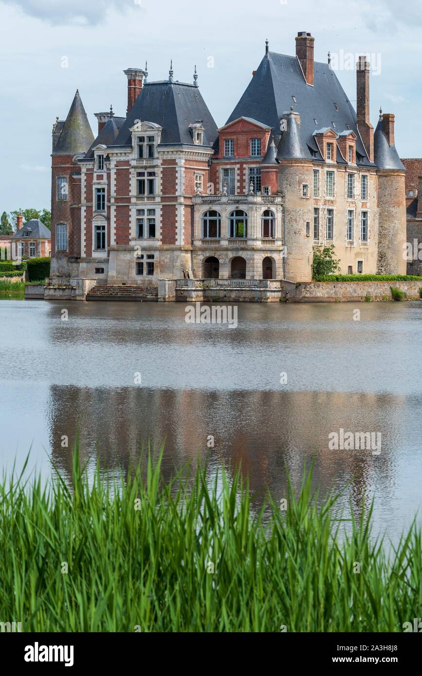 France, Loiret, La Bussiere, La Bussiere Castle, (Fisherman's Castle), lake Stock Photo