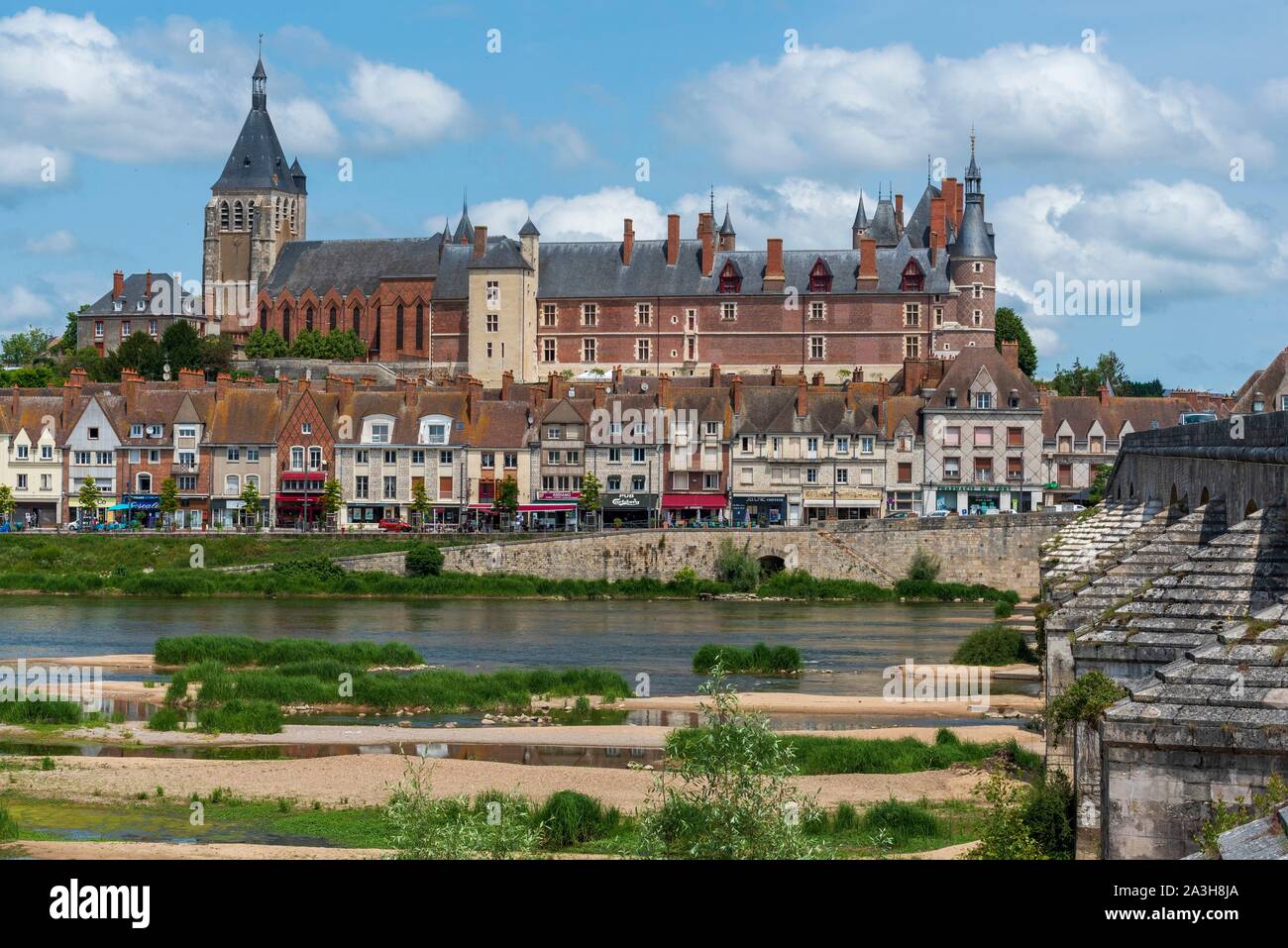 France, Loiret, Gien, Chateau musee de Gien (Castle Museum of Gien) from the 15th Century, River Loire Stock Photo