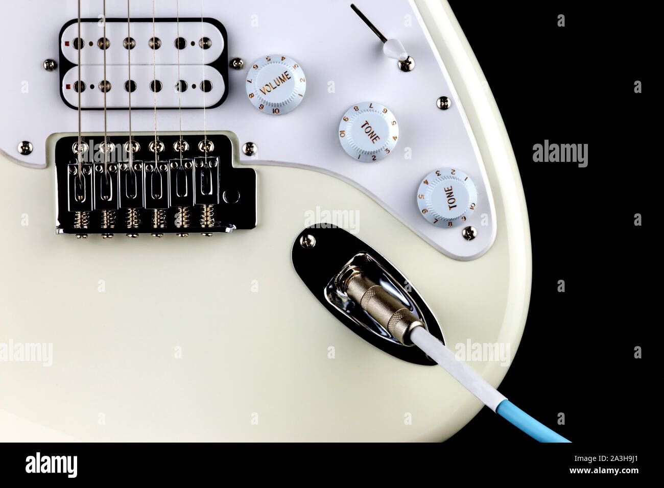 Electric guitar bridge pickup knob input and lead Stock Photo Alamy