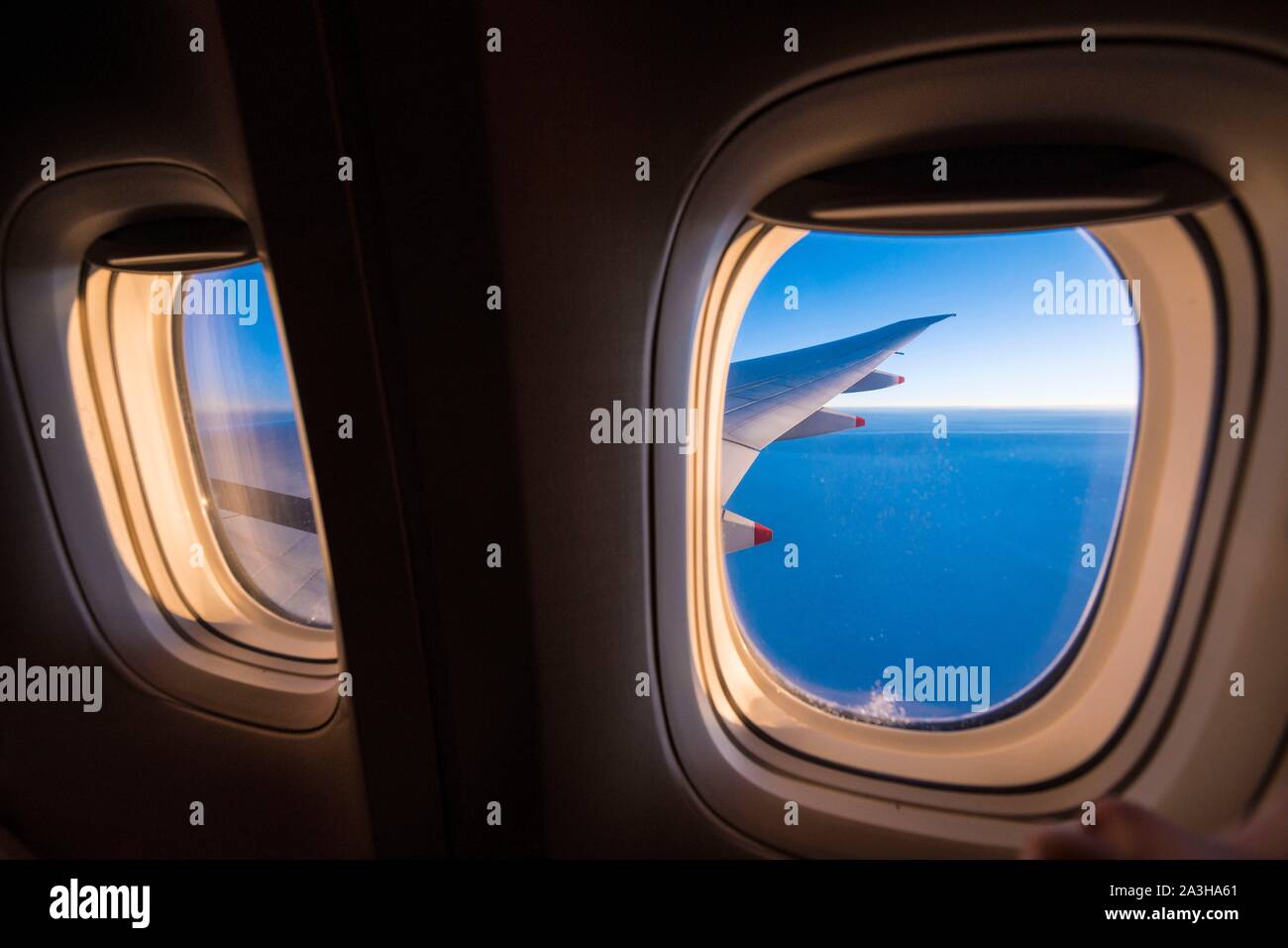 Singapour, flying over Java sea in a international flight Stock Photo
