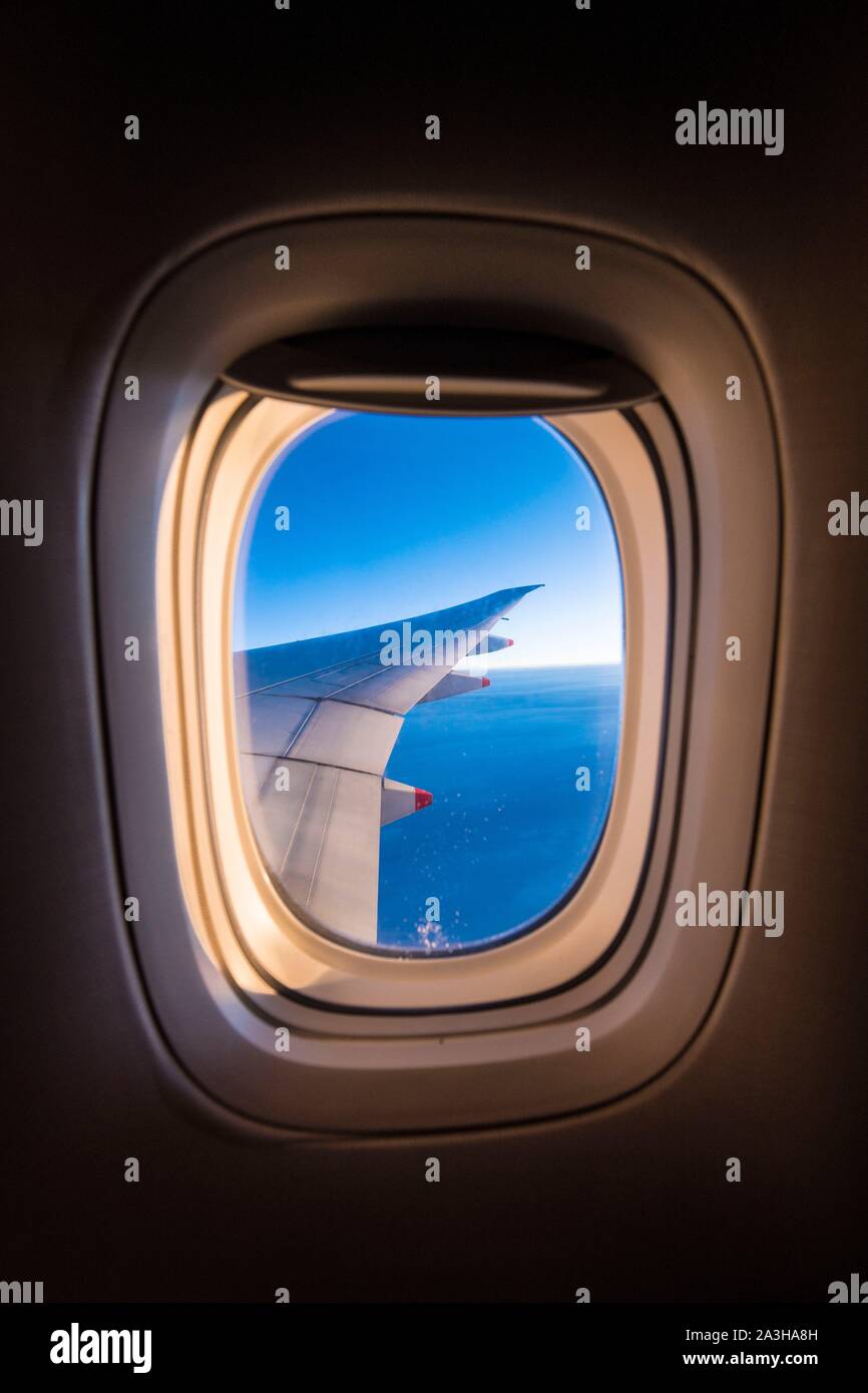 Singapour, flying over Java sea in a international flight Stock Photo