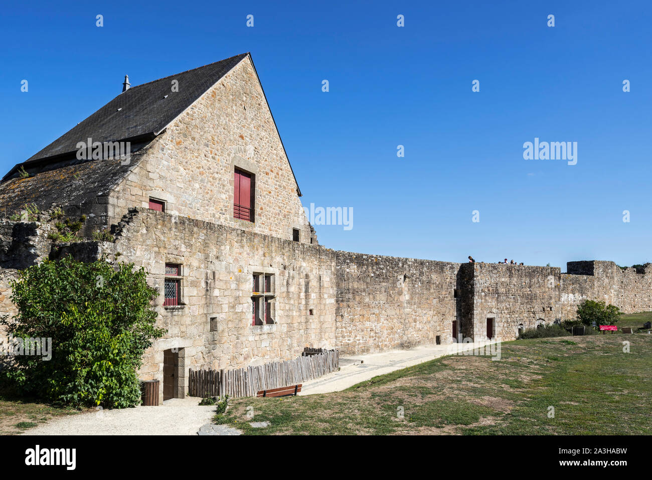 Ramparts and the Vidame tower at the medieval Château de Tiffauges, also known as the château de Barbe-bleue / Bluebeard's castle, Vendée, France Stock Photo
