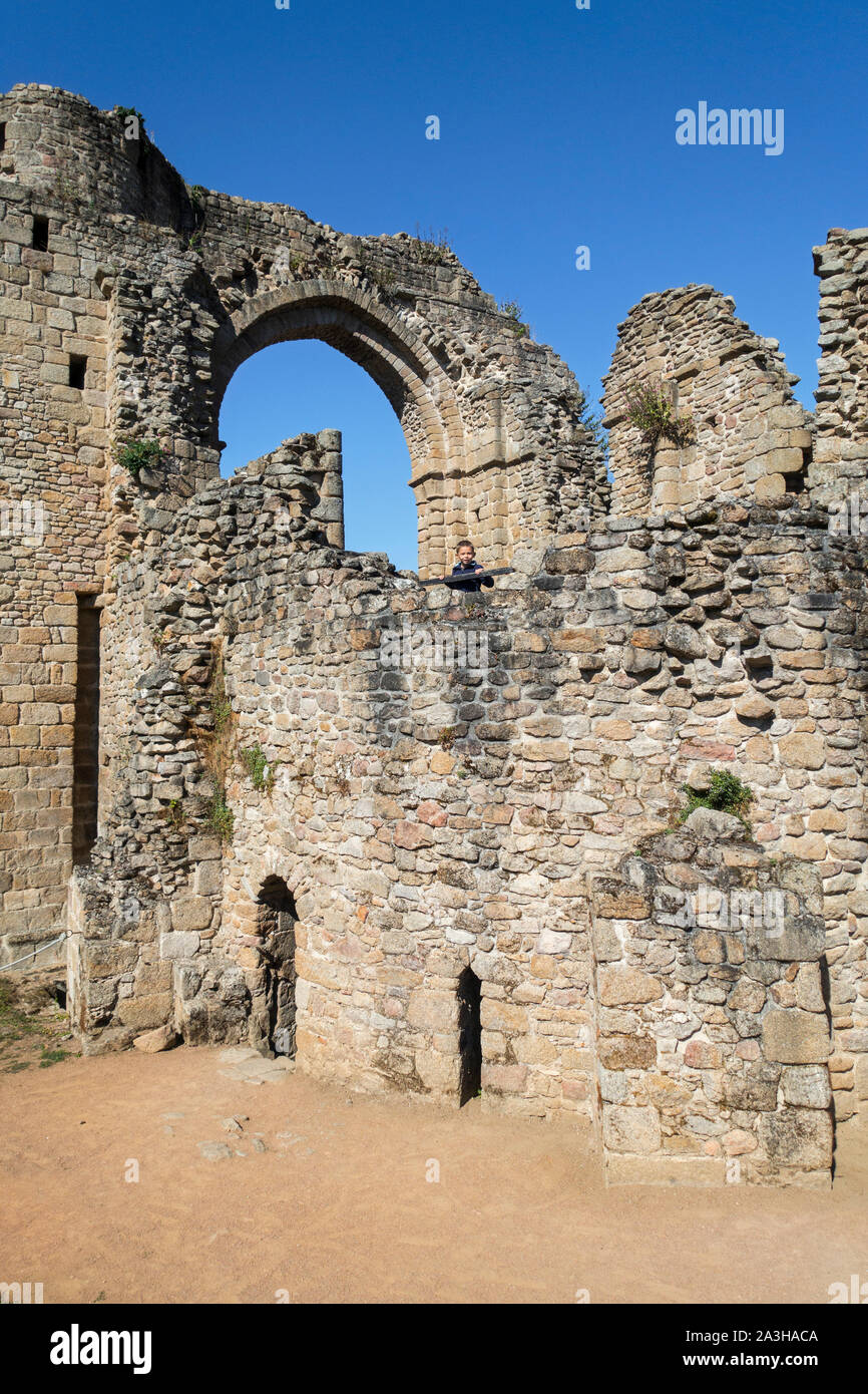 12th century St Vincent's chapel at the medieval Château de Tiffauges, also known as the château de Barbe-bleue / Bluebeard's castle, Vendée, France Stock Photo