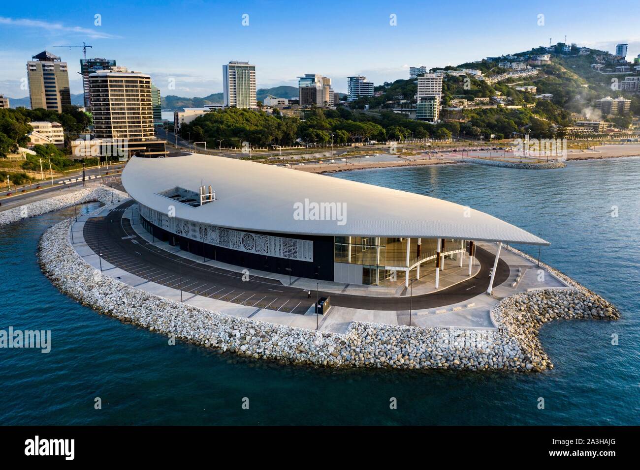 Papua New Guinea, Gulf of Papua Region, National Capital District, National  Capital District, City of Port Moresby, Ela Beach district, Apec Haus  building (aerial view Stock Photo - Alamy