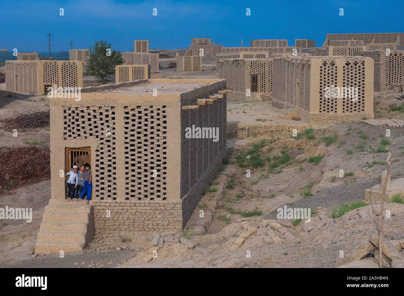 China, Xinjiang autonomous region, Turfan or Turpan, grape dryers in ...