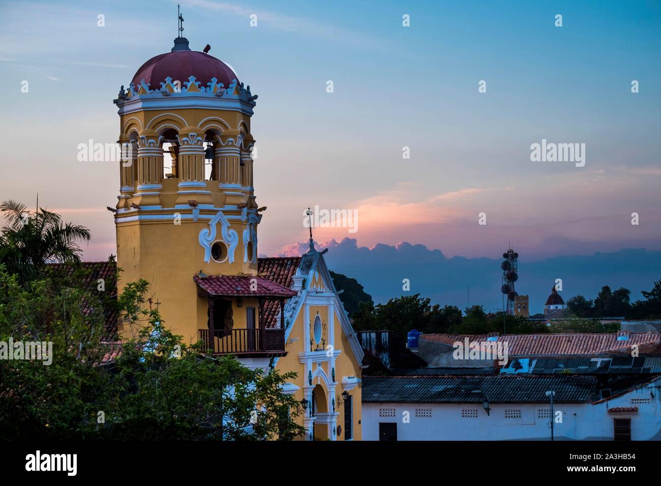 Colombia, Bolivar, Santa Cruz de Mompox, registered World Heritage by UNESCO, Santa Barbara church, from 17th century Stock Photo
