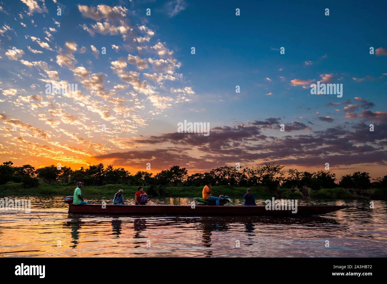 Colombia, Bolivar, Santa Cruz de Mompox, registered World Heritage by UNESCO, excursion on the rio Magdalena Stock Photo