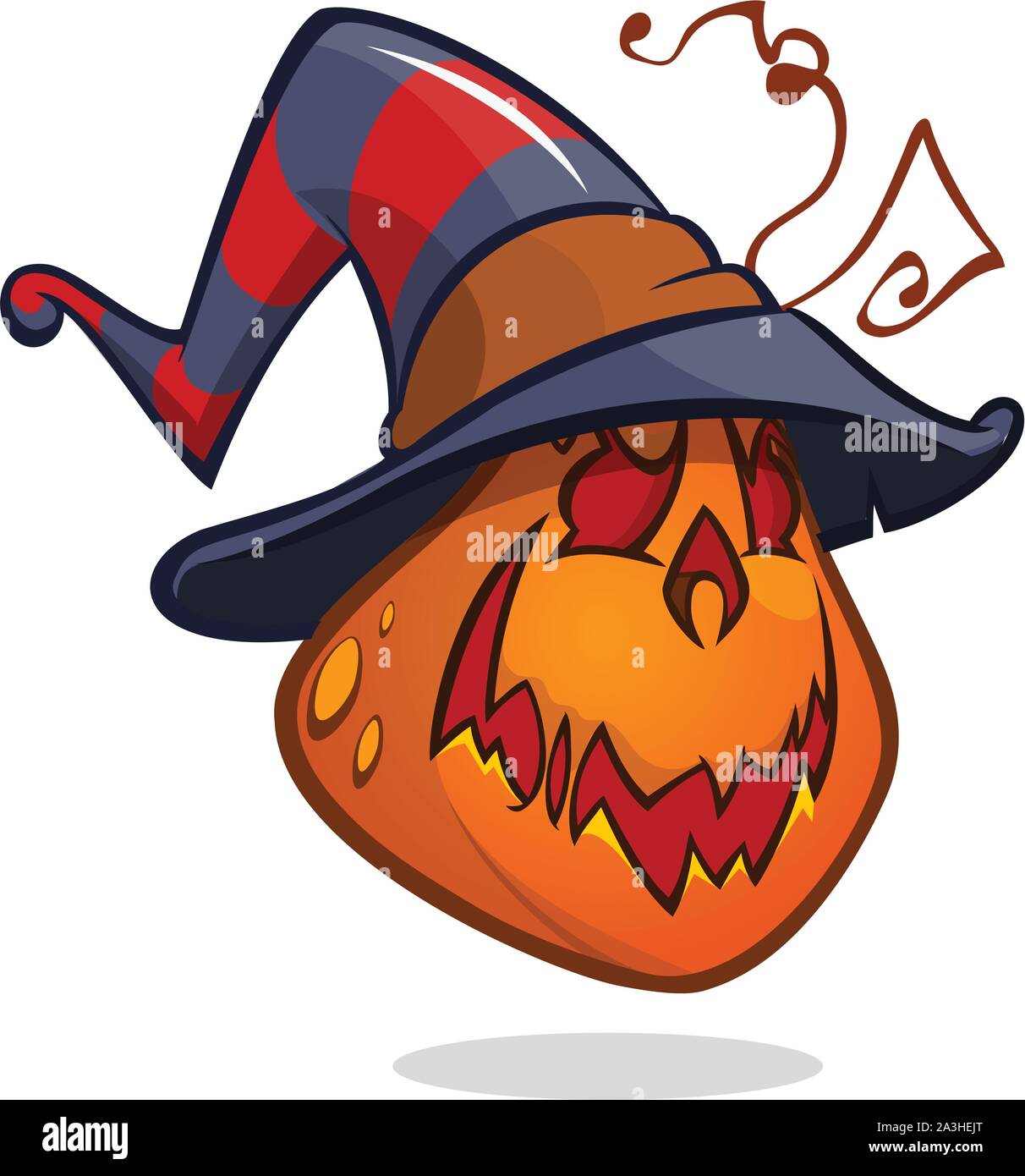 JackOLantern. Halloween pumpkin in witch hat. Vector illustration