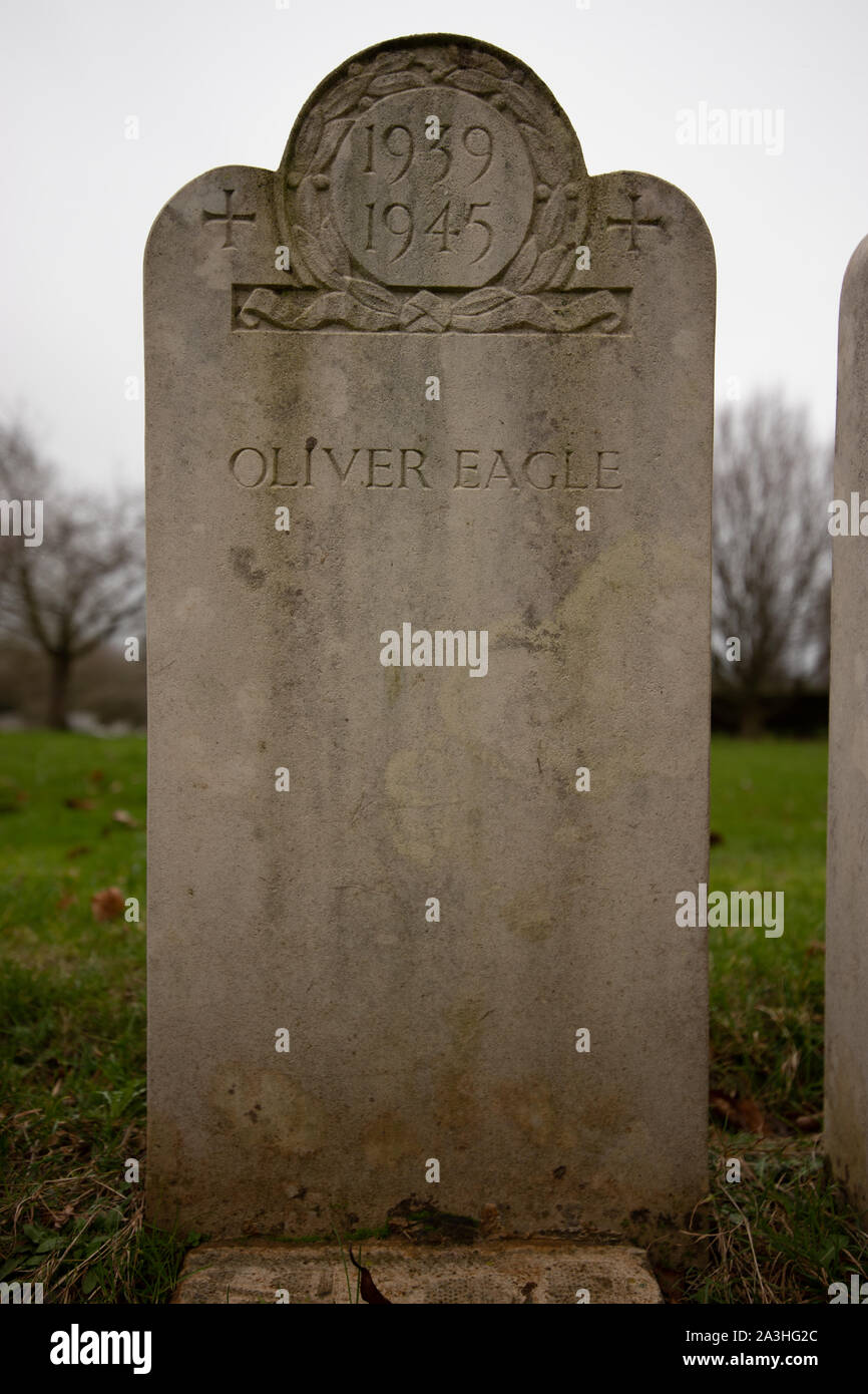 The 1939-1945 Bath Air Raid Grave of Oliver Eagle at Haycombe Cemetery, Bath, England Stock Photo