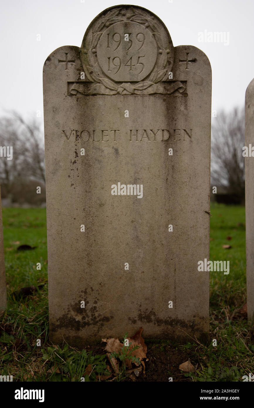 The 1939-1945 Bath Air Raid Grave of Violet Hayden at Haycombe Cemetery, Bath, England Stock Photo